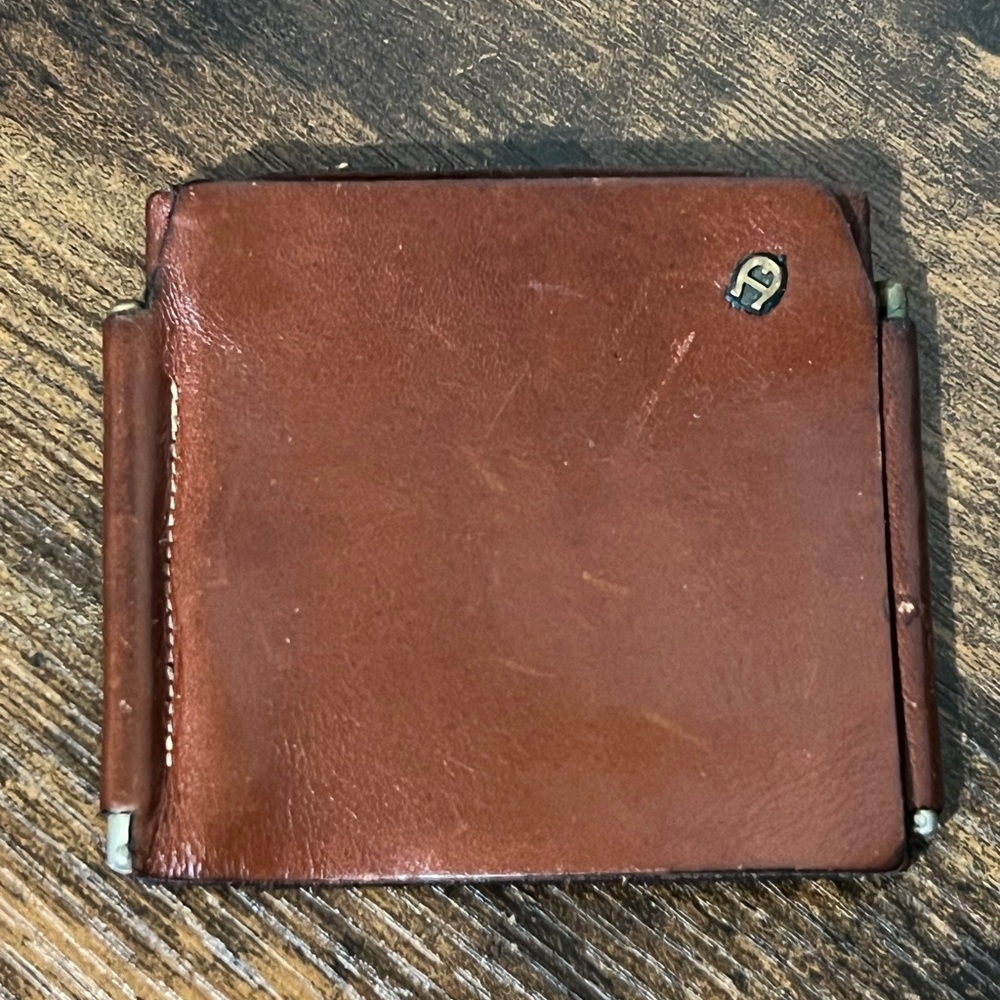 Brown Leather Money Clip Wallet - Men Accessories